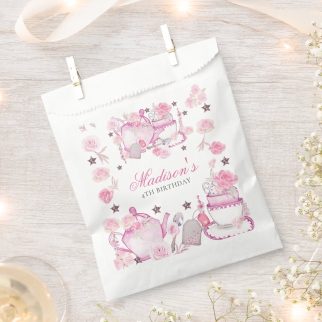 Tea Party Glitter Personalised Favour Bag (Clipped)