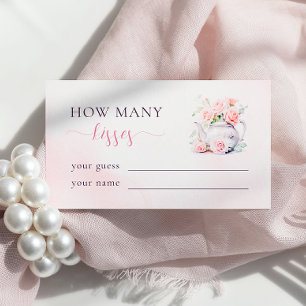Tea Party How Many Kisses Bridal Shower Game Enclosure Card