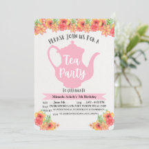 Tea Party Invitations for Girls