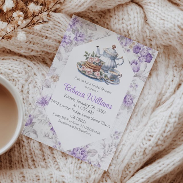 Tea Party Lavender Garden Floral Bridal Shower  Invitation (Creator Uploaded)