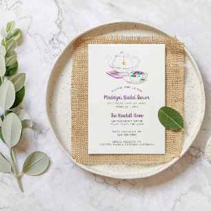 Tea Party Lavender Gingham Party Invitation
