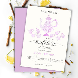 Tea Party Lavender Pink Chic Lace Bridal Shower Invitation