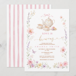 Tea Party Love is brewing Bridal Shower Invitation