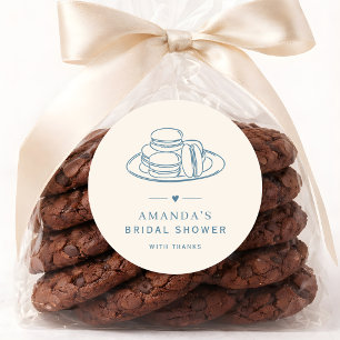 Tea Party Macaron's Bridal Shower Thank You Favour Classic Round Sticker