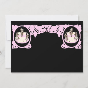 Tea Party Original Vintage Frame in Baby Pink Invitation