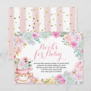 Tea Party Pastel Flowers Books for baby Invitation Postcard