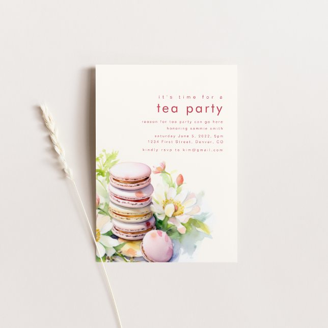 Tea Party Patisserie Invitation with Macaroons  (Creator Uploaded)