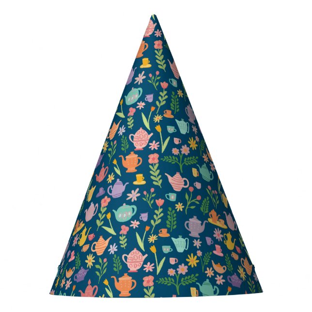 Tea Party Pattern Birthday celebration Party Hat (Front)