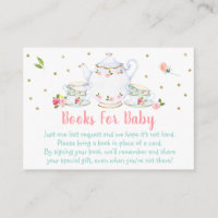 Tea Party Pink Gold Baby Shower Book Request