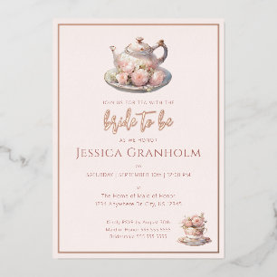 Tea Party Pink Rose Gold Bridal Shower