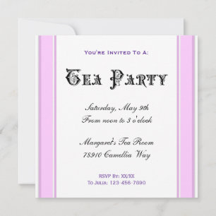 Tea Party Pink Striped Custom Invitations