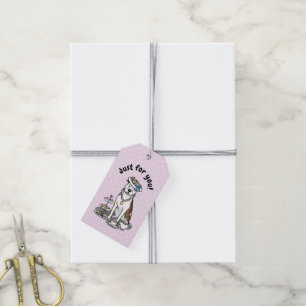 Tea Party Pit Bull (lt brindle white 3) dog cute Gift Tags