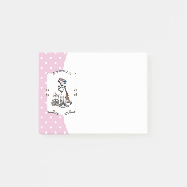 Tea Party Pit Bull (lt brindle white 3) dog cute Post-it Notes (Front)