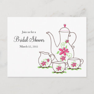 Tea Party, Post Card Invitations, Pink Flowers