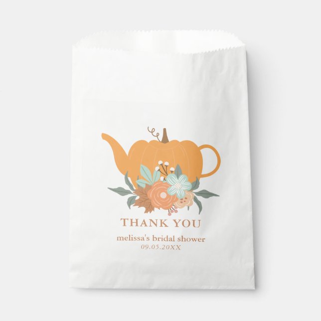Tea Party Pumpkin Bridal Shower Favour Bag (Front)