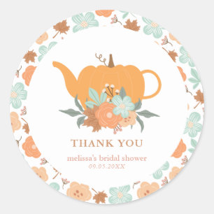 Tea Party Pumpkin Bridal Shower Thank You  Classic Round Sticker