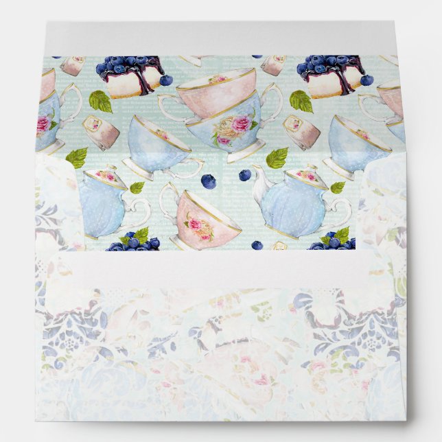 Tea Party Roses Teacups Teapot Envelopes (Back (Bottom))