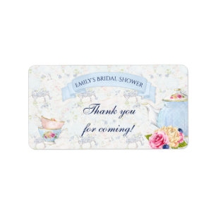 Tea Party Roses Teacups Teapot Label