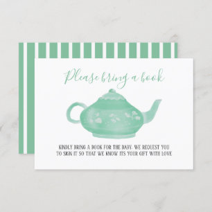 Tea Party Shabby Chic Baby Shower   Bring A Book Invitation