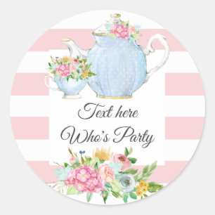 tea party, spring floral, flower classic round sticker
