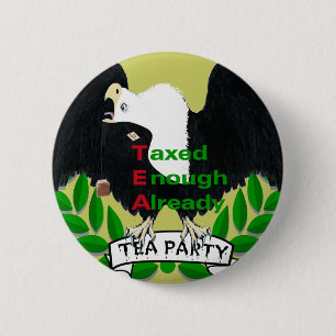 TEA Party Supplies 6 Cm Round Badge