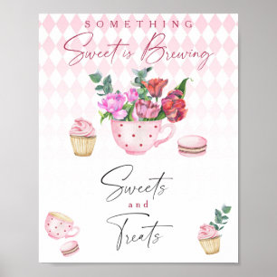 Tea Party - sweets and treats baby shower Poster