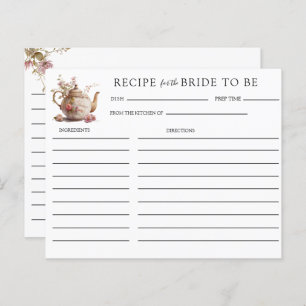 Tea Party Tea Bridal Shower Recipe cards