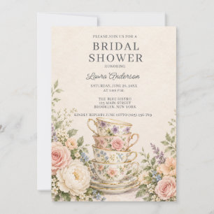 Tea Party Tea Cup Floral Bridal Shower Invitation