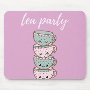 Tea Party Teacups Pink Mouse Pad