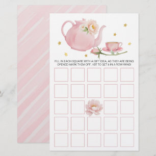Tea Party Teapot Baby Shower Bingo Card