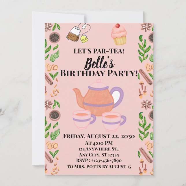 Tea Party Theme Invitation (Front)