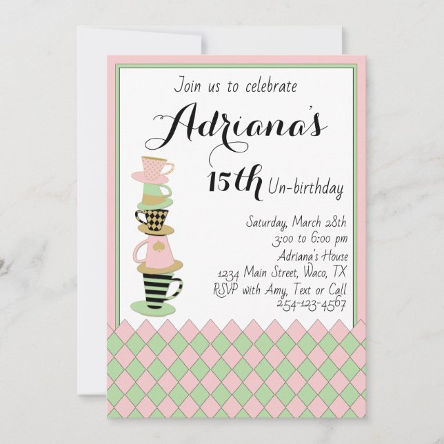 Tea Party Un-birthday Invitation (Front)