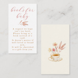 Tea Party Waterccolor Floral Pink Baby Shower Enclosure Card