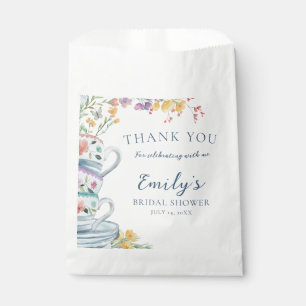 Tea Party Watercolor Floral Bridal Shower Favour Bag