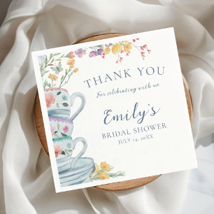 Tea Party Watercolor Floral Bridal Shower Napkin