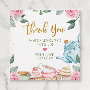 Tea Party Watercolor Floral Party Favour Tags