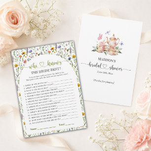 Tea Party Who Knows The Bride Best Game Invitation