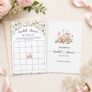Tea Party Wildflowers Bridal Shower Bingo Game