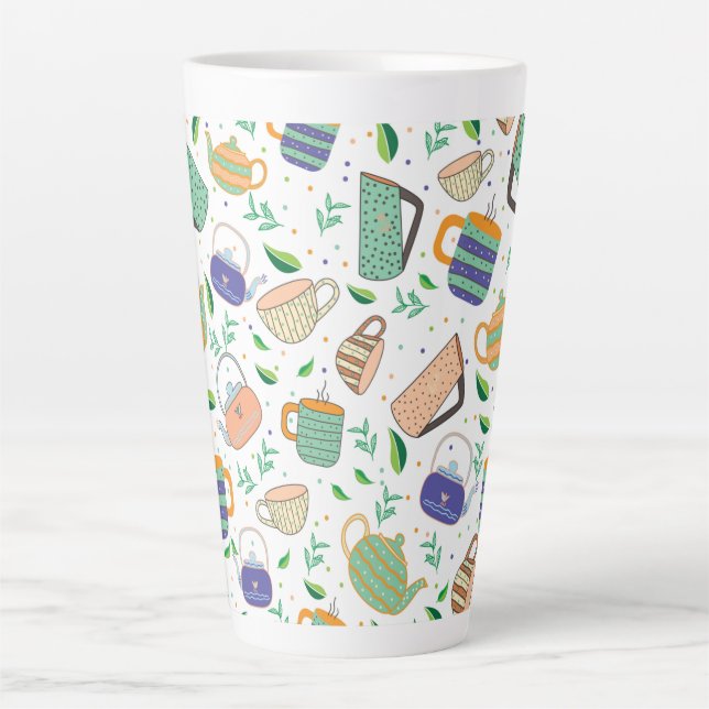 tea pattern latte mug (Front)
