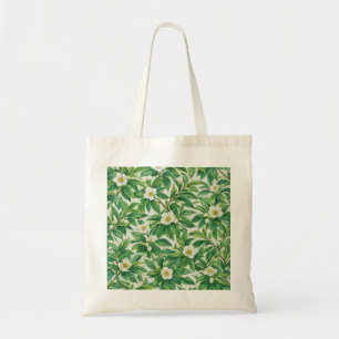 Tea Plant Botanical Watercolor Floral Pattern Tote Bag