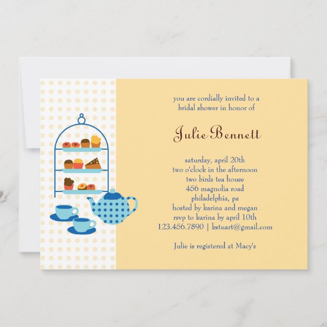 Tea Pot and Pastries Bridal Shower Invitation (Front)