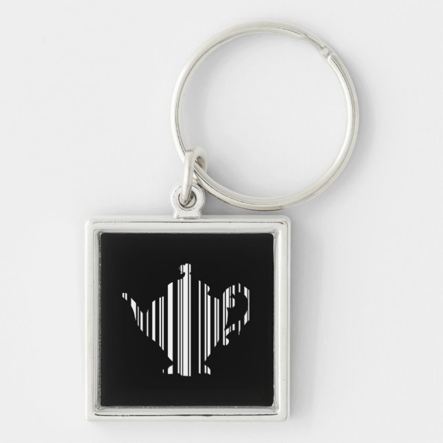 TEA POT BAR CODE Teapot Barcode Pattern Design Key Ring (Front)