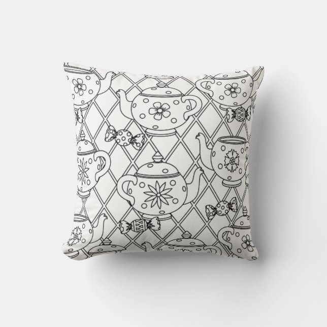 Tea Pot Doodle Cushion (Front)