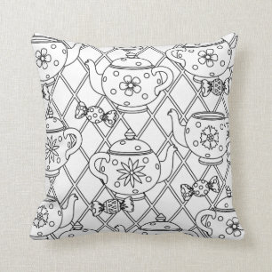 Tea Pot Doodle Cushion