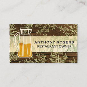Tea Pot Green Leaf Wood Trim Loyalty Card