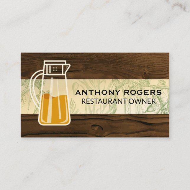 Tea Pot | Green Leaf Wood Trim Loyalty Card (Front)