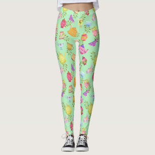 Tea Pots and Cups Green Leggings