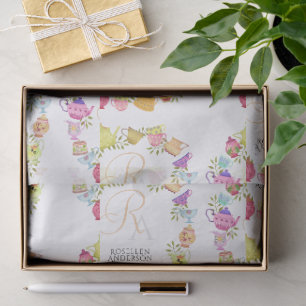 Tea Pots and Cups Monogram Tissue Paper
