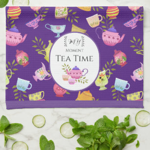 Tea Pots and Cups Purple Towel