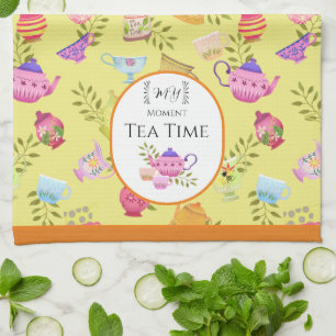 Tea Pots and Cups Yellow Towel